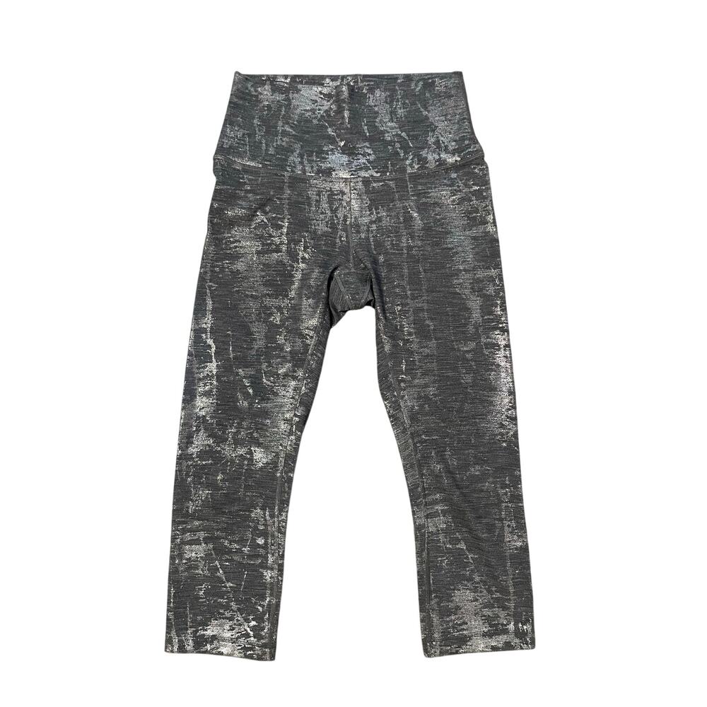 Lululemon Wunder Under High Rise Cropped Leggings Metallic Gray Sz 4